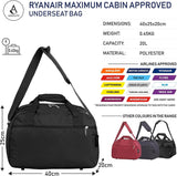 Aerolite (40x20x25cm) Ryanair Maximum Size Hand Luggage New & Improved 2024 Under Seat Holdall Bag