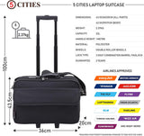 5 Cities Cabin Approved Laptop Bag Roller Case Briefcase (43x36x20cm), For Laptops up to 17"