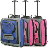 MiniMAX (45x35x20cm) Childrens Luggage Carry On Suitcase with Backpack and Pouch (x2 Blue + x1 Pink)