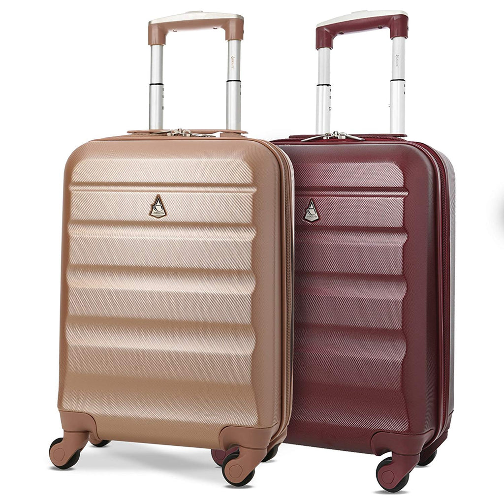 Aerolite (55x35x20cm) Lightweight Hard Shell Cabin Hand Luggage (x2 Se ...