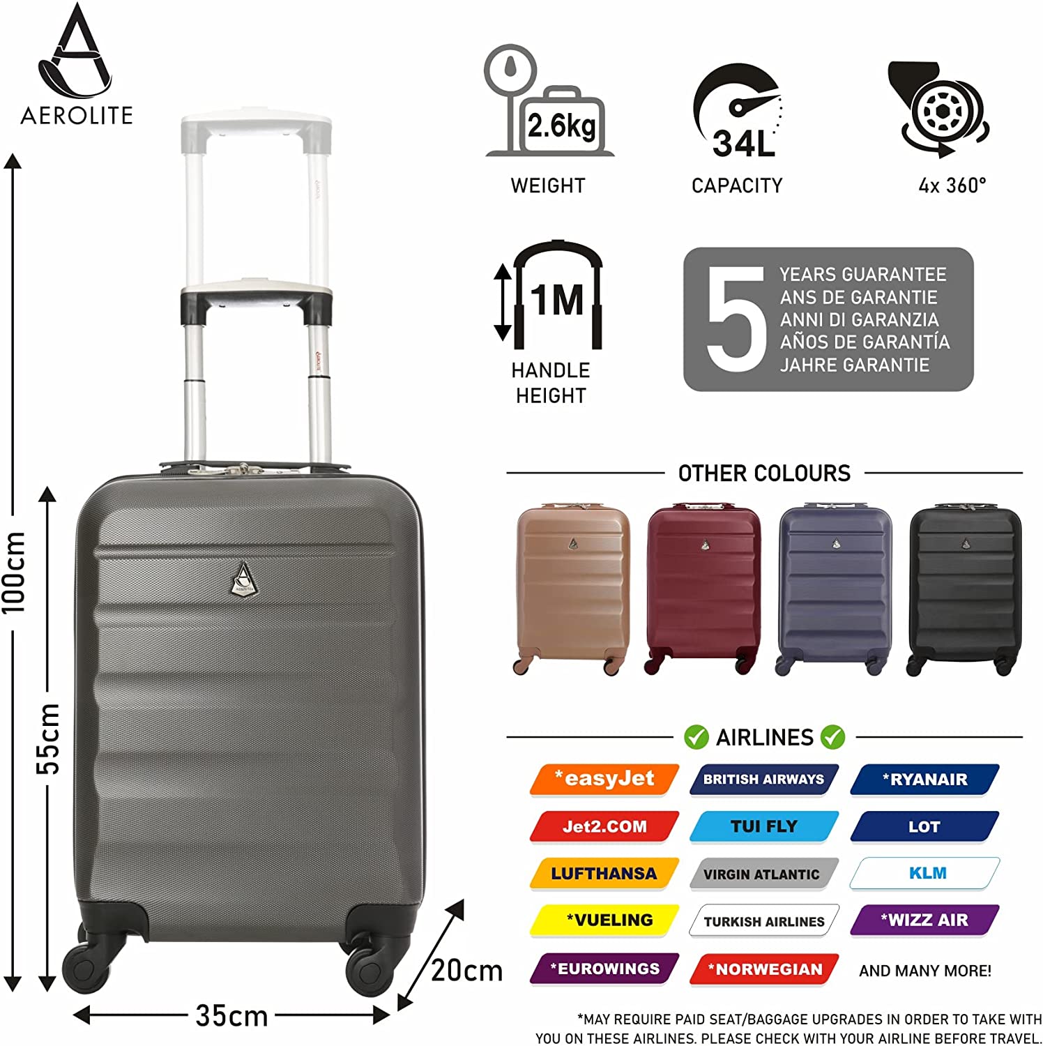 Aerolite (40x20x25cm) New and Improved 2024 Ryanair Maximum Size Hand –  Aerolite UK