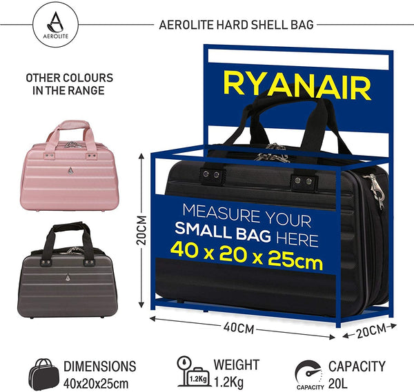 Ryanair Approved Underseat Cabin Bag – 40x25x20cm Small Suitcase With 8 Spinner Wheels