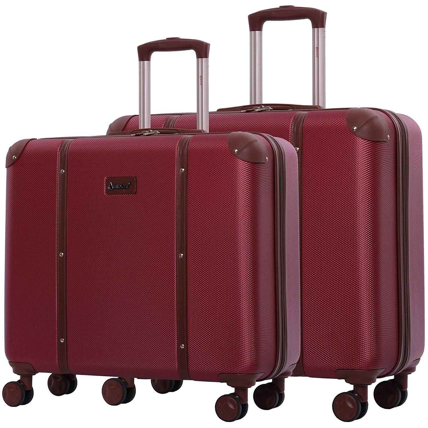 Aerolite Vintage Trunk Style Hard Shell Suitcase Luggage Set