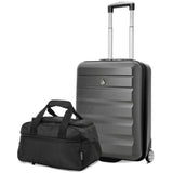 Aerolite (55x40x20cm) Lightweight Hard Shell Cabin Hand Luggage and (35x20x20cm) Black Holdall