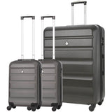 Aerolite 3 Piece Lightweight 4 Wheel ABS Hard Shell Luggage Suitcase Set with Built in TSA Combination Lock, 2 x 21