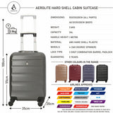 Aerolite (55x35x20cm) Lightweight Hard Shell Cabin Hand Luggage (x3 Set)