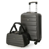 Aerolite (50x35x20cm) Lightweight Hard Shell Cabin Hand Luggage and 2nd Bag Holdall Set