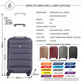 Aerolite 55cm Lightweight Hard Shell 4 Wheel Cabin Suitcase (55x35x20cm) , Approved for Ryanair (Priority), easyJet (plus/flexi), British Airways, Virgin Atlantic, and More