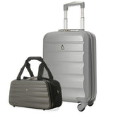 Aerolite (50x35x20cm) Lightweight Hard Shell Cabin Hand Luggage and 2nd Bag Holdall Set