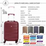 Aerolite (55x35x20cm) Lightweight Hard Shell Cabin Hand Luggage (x3 Set)