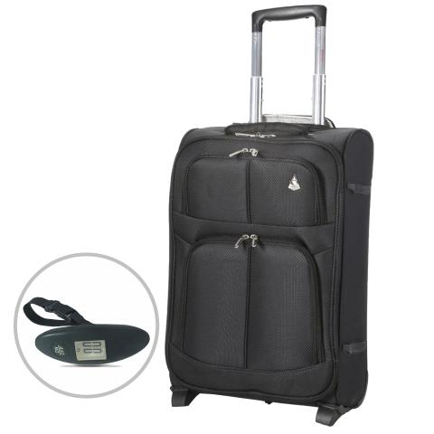 Aerolite (55x35x20cm) Lightweight Cabin Hand Luggage Black and Luggage Scales | 2 Wheels