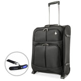 Aerolite (55x40x20cm) Lightweight Cabin Hand Luggage with Grey Neck Pillow | 2 Wheels