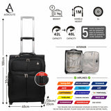 Aerolite (55x40x20cm) Lightweight Cabin Hand Luggage with Grey Neck Pillow | 2 Wheels