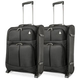 Aerolite (55x40x20cm) Lightweight Cabin Hand Luggage with Grey Neck Pillow | 2 Wheels