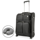 Aerolite (55x40x20cm) Lightweight Cabin Hand Luggage with Grey Neck Pillow | 2 Wheels