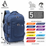 Aerolite (40x25x20cm) Ryanair Maximum Size 3 in 1 Cabin Luggage Approved Flight Backpack