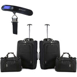 5 Cities (55x35x20cm) Lightweight Cabin Hand Luggage and (35x20x20cm) Holdall Flight Bag (x4 Set)