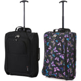 5 Cities (55x35x20cm) Lightweight Cabin Hand Luggage (x2), Fits easyJet/Ryanair Cabin Restrictions 42L