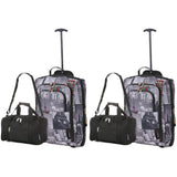 5 Cities (55x35x20cm) Lightweight Cabin Hand Luggage and (35x20x20cm) Holdall Flight Bag (x4 Set)