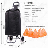 Lightweight Shopping Trolley, Trendy Folding/Collapsible Push/Pull Carts (Black)