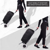 Lightweight Shopping Trolley, Trendy Folding/Collapsible Push/Pull Carts (Black)
