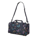 5 Cities (55x35x20cm) Lightweight Cabin Hand Luggage and (35x20x20cm) Holdall Flight Bag (Black + Navy Floral)