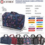 5 Cities (40x20x25cm) Ryanair Maximum Hand Luggage Holdall Flight Bag, Under Seat Cabin Holdall – Take The Max On Board