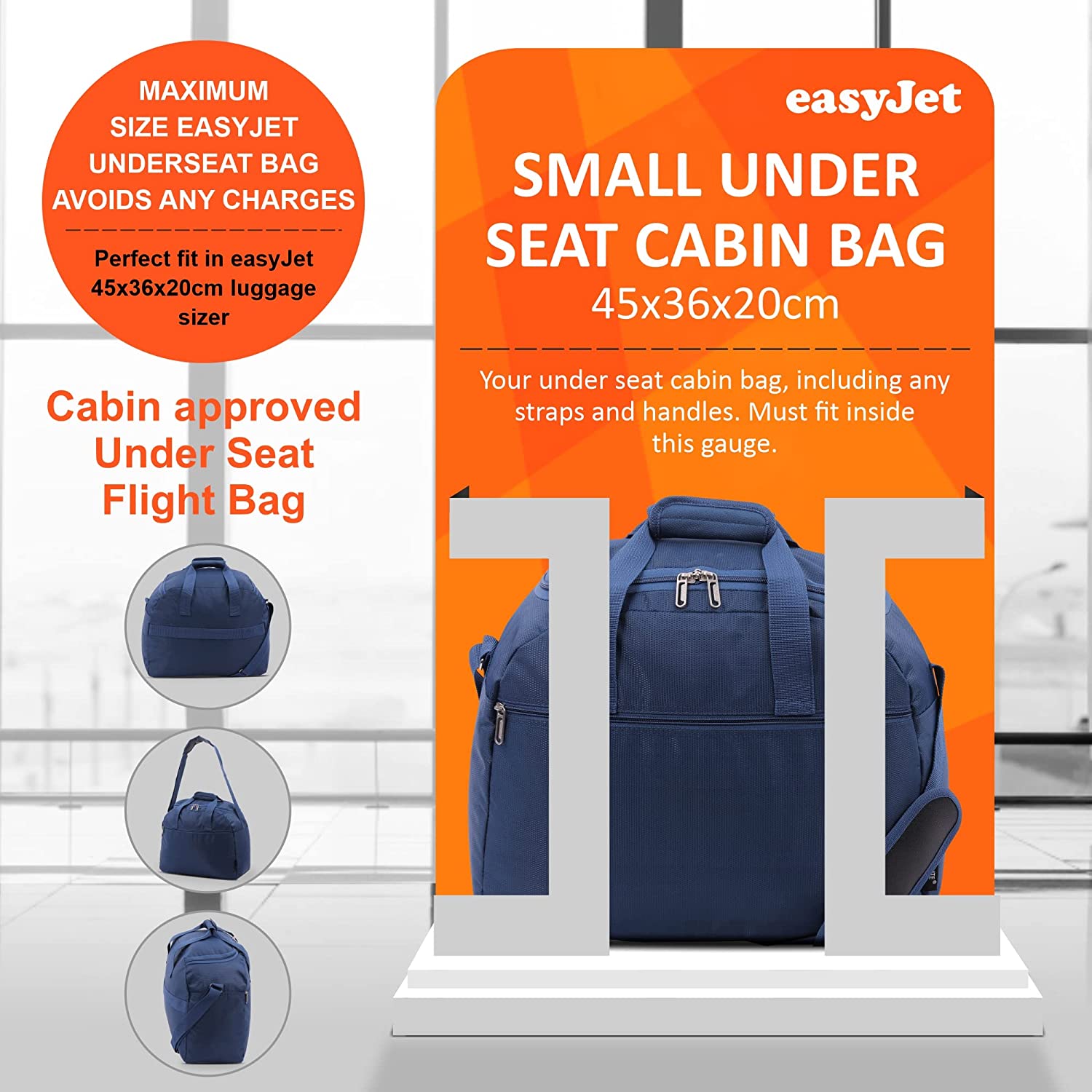 Aerolite easyJet Maximum (45x36x20cm) New and Improved 2023  Size Holdall Cabin Luggage Under Seat Flight Bag, 5 Years Of Warranty