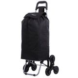 Hoppa Lightweight 6-Wheel 2024 Model Folding Shopping Trolley Large 47L Capacity Shopping Trolley Bag, 95cm, 2kg, Push/Pull Stairclimber (Black)