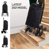 Hoppa Lightweight 6-Wheel 2024 Model Folding Shopping Trolley Large 47L Capacity Shopping Trolley Bag, 95cm, 2kg, Push/Pull Stairclimber (Black)