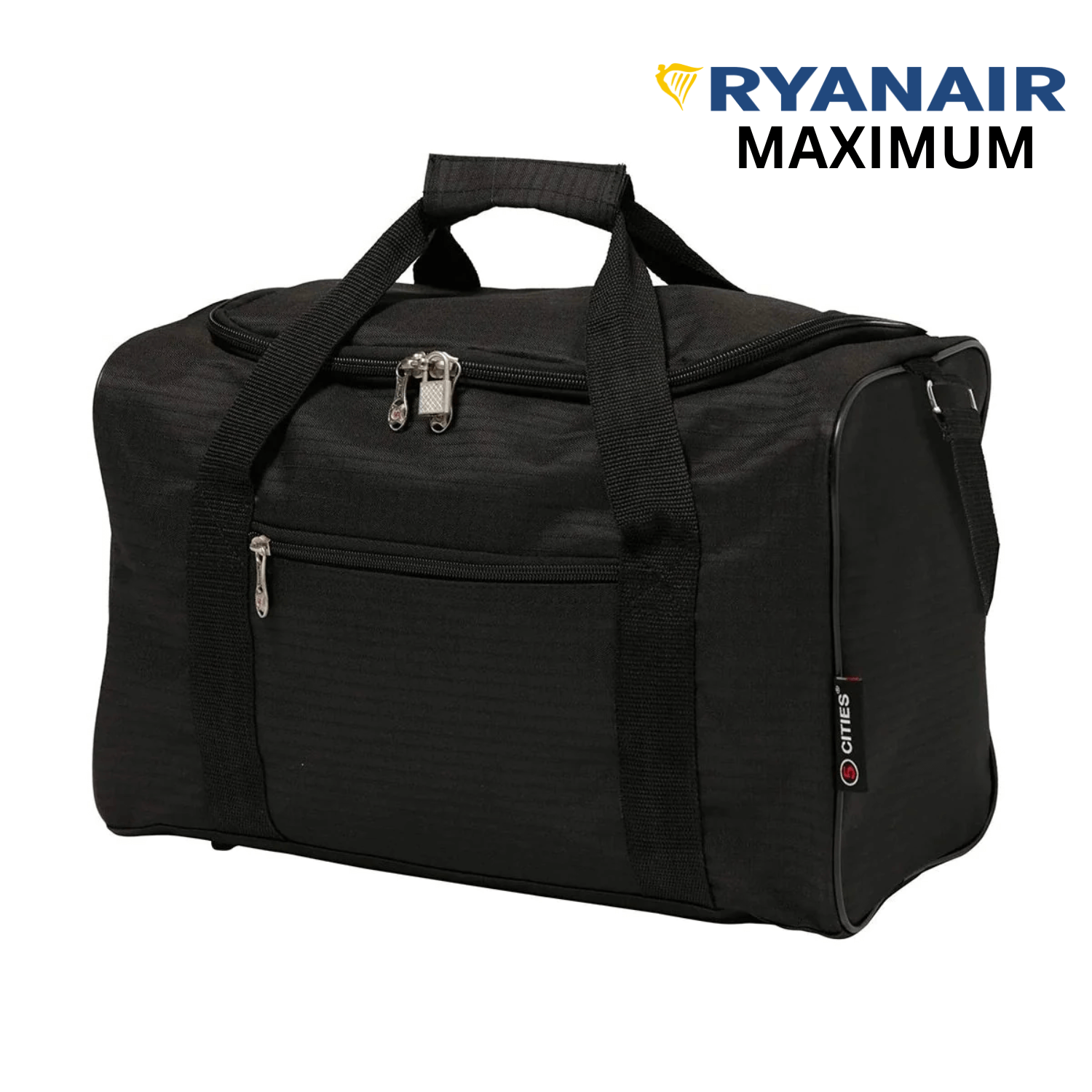 5 Cities Ryanair Luggage Bundle (55x35x20cm) Lightweight Cabin 2 Wheel Trolley and (40x20x25cm) Holdall Flight Bag, 2 Years Warranty