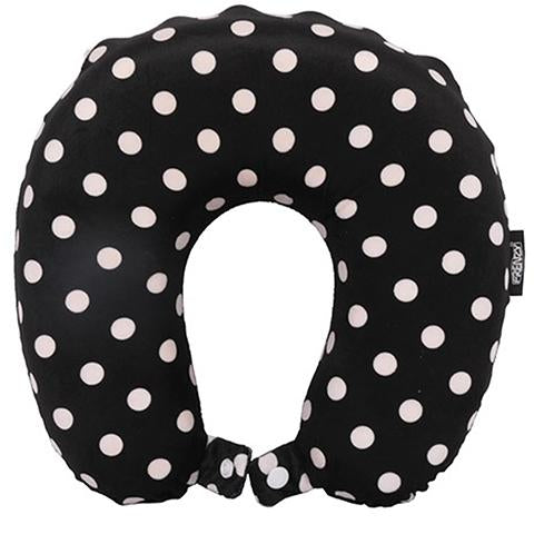 Frenzy Travel Pillow Neck Memory Foam Cushion - Polka Dots Black