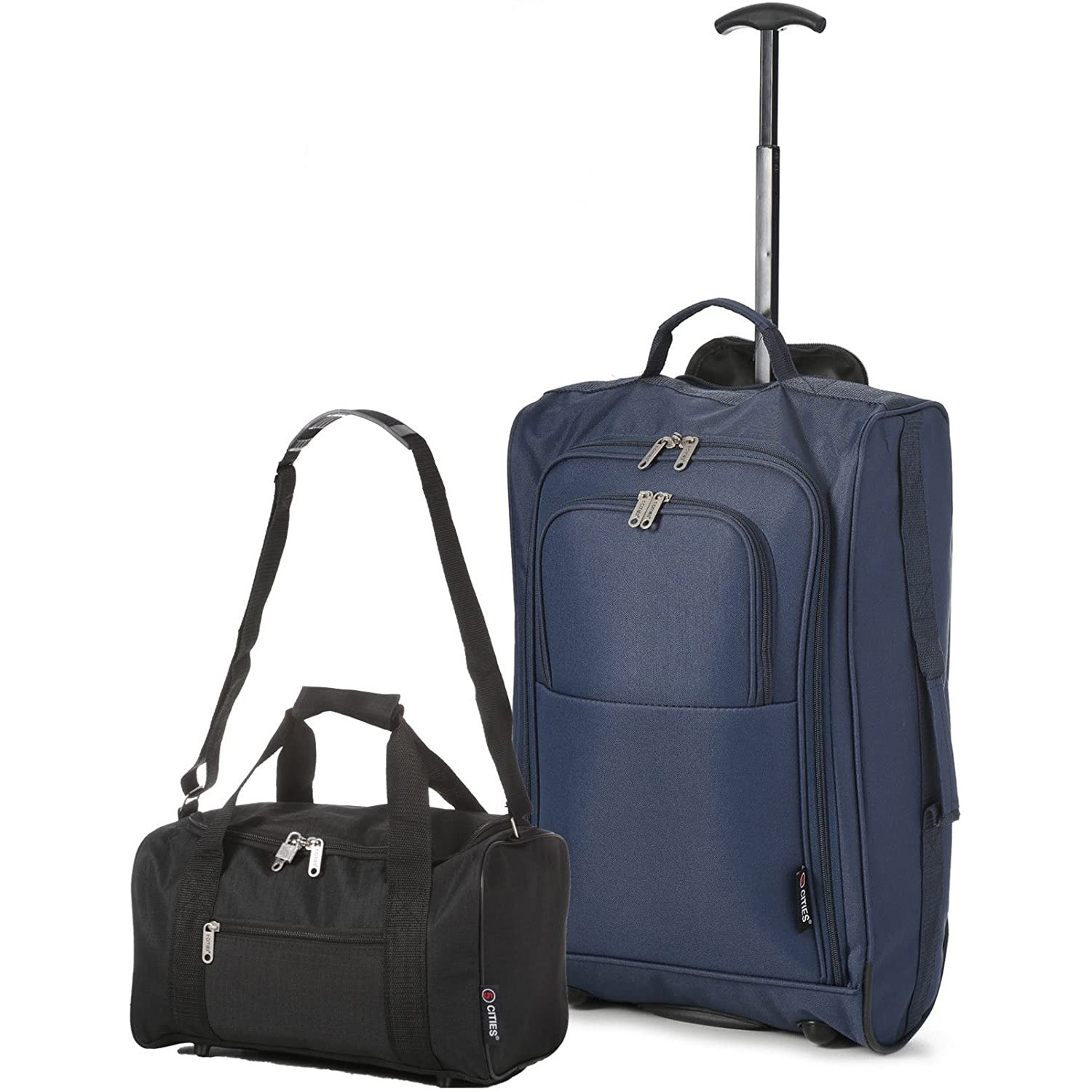 5 Cities (55x35x20cm) Lightweight Cabin Hand Luggage and (35x20x20cm) Holdall Flight Bag