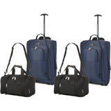 5 Cities (55x35x20cm) Lightweight Cabin Hand Luggage and (35x20x20cm) Holdall Flight Bag (x4 Set)