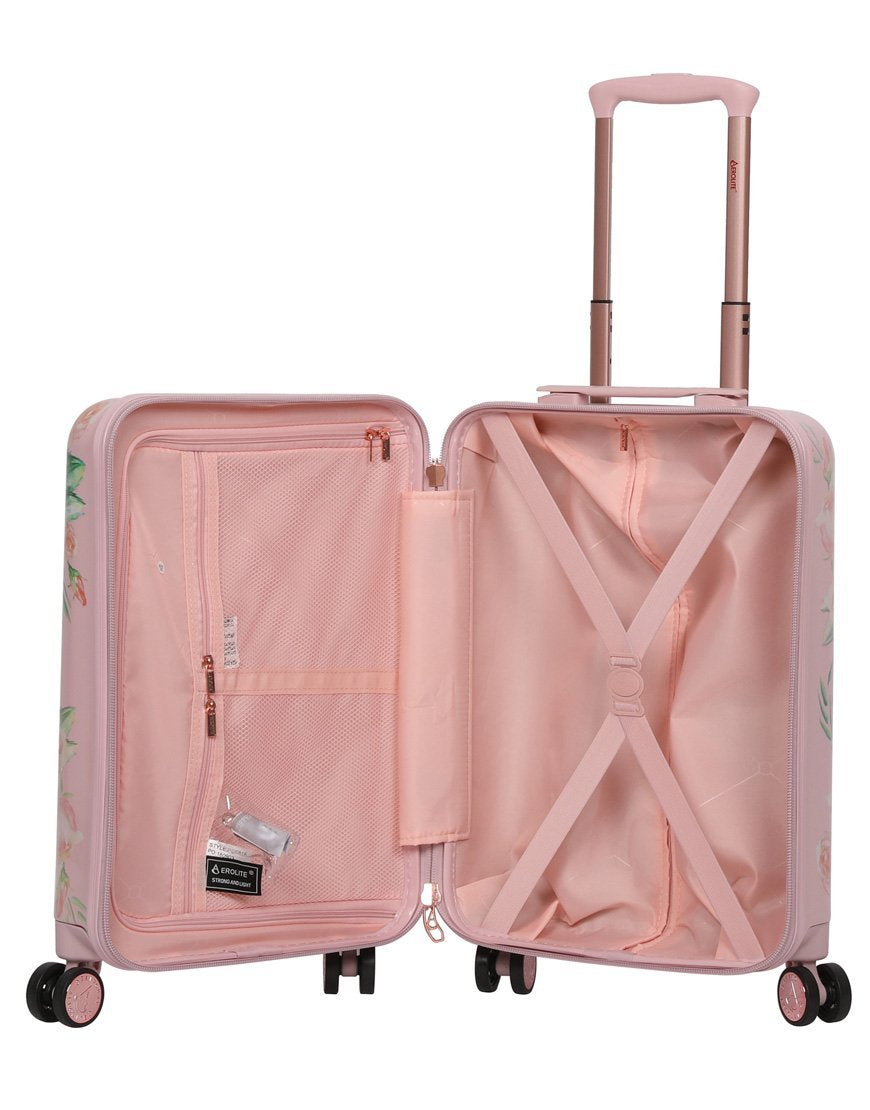 Aerolite Premium Hard Shell Hand Luggage Set (Cabin + Medium) - Floral Pink