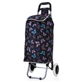 Hoppa Mini 47L (60x33x24cm) Lightweight Wheeled Shopping Trolley - Black + Purple