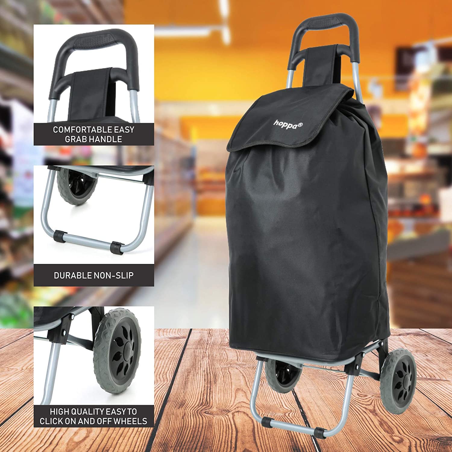 Carrello Della Spesa Pieghevole Leggero Con 2 Ruote – Ideale Per Borse Pesanti, Borse Della Spesa E Acquisti Al Supermercato