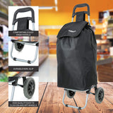 Hoppa Lightweight Shopping Trolley 2024 Model Folding 2 Wheel Large Capacity Shopper, 47 Litre