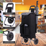 Hoppa Fully Insulated Lightweight 2025 Model 2 Wheeled Large 42-Litre Capacity Shopping Trolley Bag 95cm, 2.1kg with Shoulder Strap