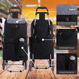 Hoppa Fully Insulated Lightweight 2025 Model 2 Wheeled Large 42-Litre Capacity Shopping Trolley Bag 95cm, 2.1kg with Shoulder Strap