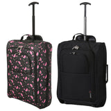 5 Cities (55x35x20cm) Lightweight Cabin Hand Luggage Set (Black + Black Watermelon)