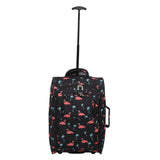 5 Cities (55x35x20cm) Lightweight Cabin Hand Luggage Set (Black + Black Flamingos)
