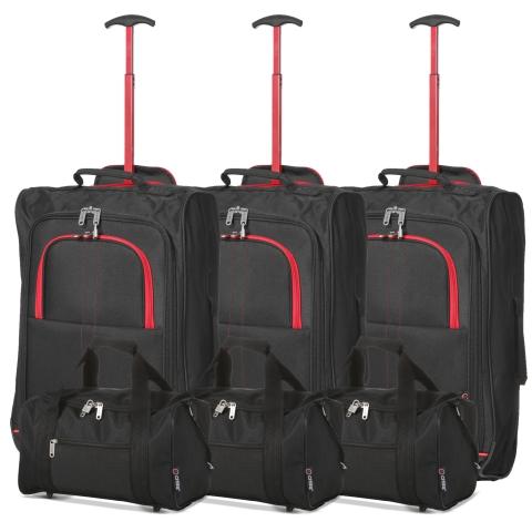 5 Cities 55x35x20cm Lightweight Cabin Hand Luggage and 35x20x20cm Travel Luggage Cabin Bags