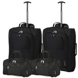 5 Cities (55x35x20cm) Lightweight Cabin Hand Luggage and (35x20x20cm) Holdall Flight Bag (x4 Set)