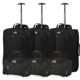 5 Cities (55x35x20cm) Lightweight Cabin Hand Luggage and (35x20x20cm) Holdall Flight Bag (x6 Set)