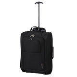 5 Cities (55x35x20cm) Lightweight Cabin Hand Luggage Set (Black + Black Flamingos)