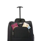 5 Cities (55x35x20cm) Lightweight Cabin Hand Luggage and (35x20x20cm) Holdall Flight Bag (Black + Navy Floral)
