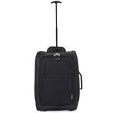 5 Cities (55x35x20cm) Lightweight Cabin Hand Luggage and (35x20x20cm) Holdall Flight Bag (Black + Navy Floral)