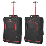 5 Cities (55x35x20cm) Lightweight Cabin Hand Luggage (x2), Fits easyJet/Ryanair Cabin Restrictions 42L