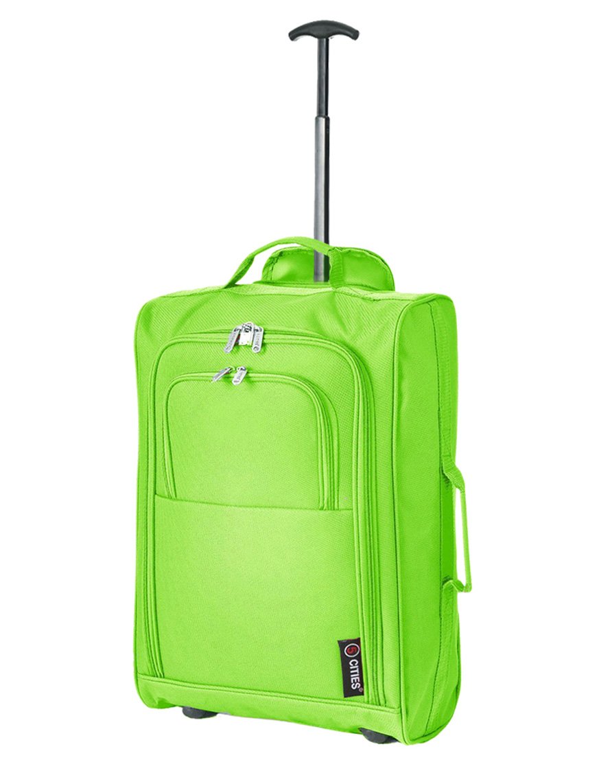 5 Cities (55x35x20cm) Lightweight Cabin Hand Luggage Set (Green + Rose Gold)